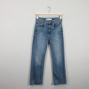 AYR The Bomb Pop High Rise Straight Leg Cropped Jeans Womens Size 28 Blue Denim